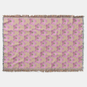 Sweet Pink Garden Flowers on Custom Colour Throw Blanket