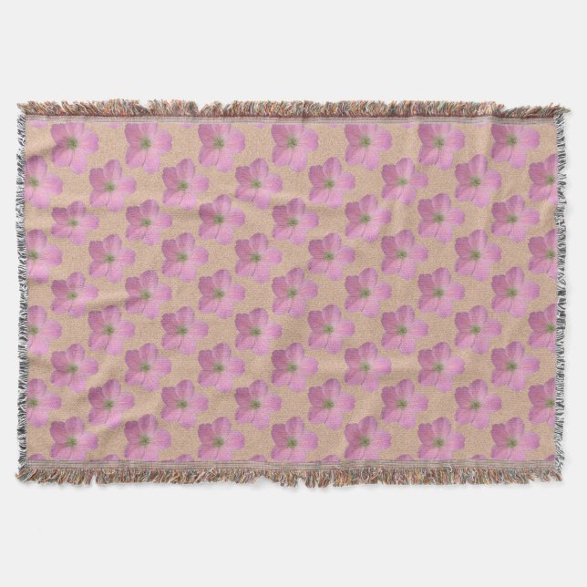 Sweet Pink Garden Flowers on Custom Colour Throw Blanket (Front)