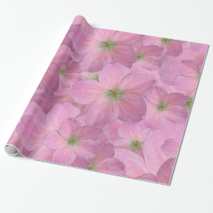 Sweet Pink Garden Flowers Pattern Wrapping Paper