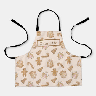 Sweet Pink Gingerbread Christmas pattern Kids' Apr Apron