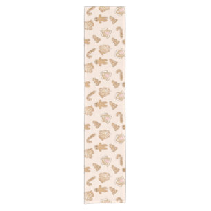 Sweet Pink Gingerbread Christmas pattern Short Tab Short Table Runner