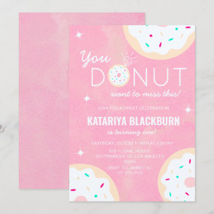 Sweet Pink Girl Birthday - Doughnut Miss This Part Invitation