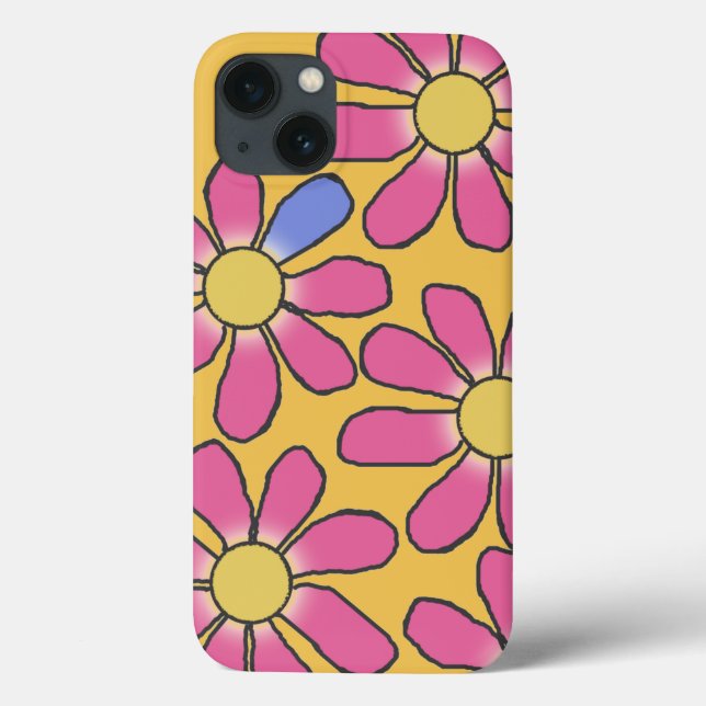 Sweet Pink Graphical Flowers on any Colour Case-Mate iPhone Case (Back)