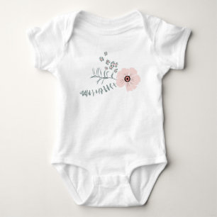 Sweet Pink Grey Floral Design Baby Bodysuit