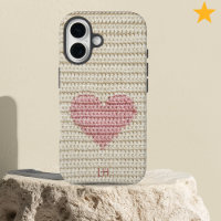 Sweet Pink Heart Crochet Yarn Custom Initials