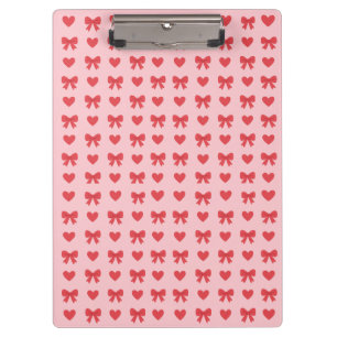 Sweet Pink Hearts & Bows Pattern Clipboard