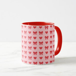 Sweet Pink Hearts & Bows Pattern Mug