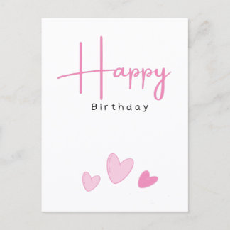 Sweet Pink Hearts Happy Birthday Postcard