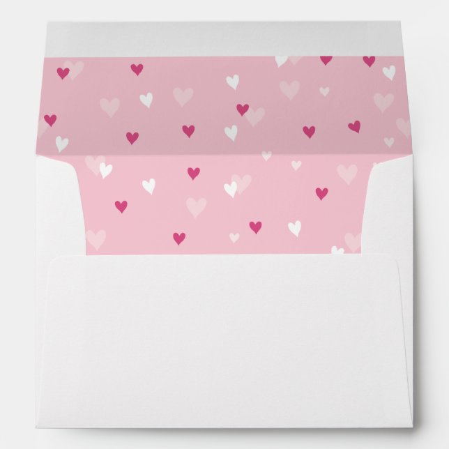 Sweet Pink Hearts Valentine Return Address Envelope (Back (Bottom))