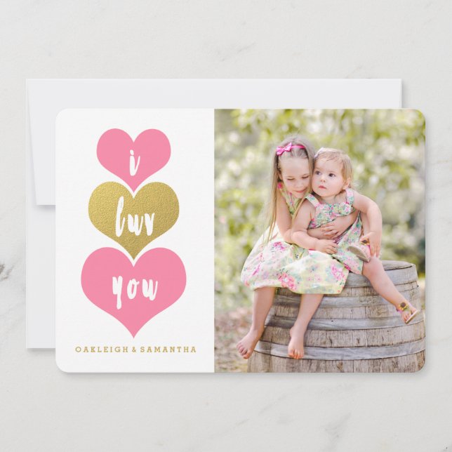 Sweet Pink Hearts | Valentine's Day Photo Card (Front)