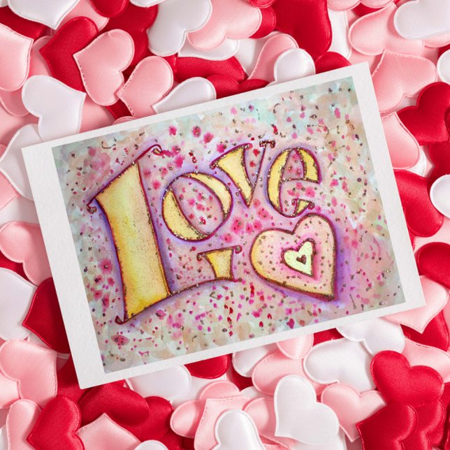 Sweet Pink Love Art Painting Postcard (Creator Uploaded)