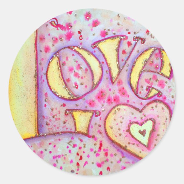 Sweet Pink Love Word Art Painting Sticker (Front)
