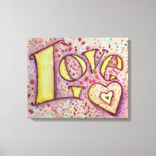 Sweet Pink Love Word Artwork Canvas Painting