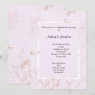 SWEET PINK MARBLE ELEGANT CLASSIC WEDDING INVITATION