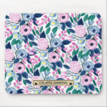 Sweet Pink Navy Flowers Watercolor Gold Monogram Mouse Mat<br><div class="desc">This modern and elegant watercolor pattern is perfect for the trendy and stylish woman. It features hand-painted berry pink, blush pink, navy blue, pastel blue, neon yellow, and teal green flowers and leaves pattern on top of a simple white background. It's artsy, pretty, girly, delicate, and sweet; the perfect design...</div>