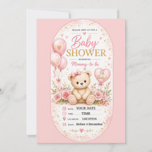 Sweet pink plaid baby shower design invitation