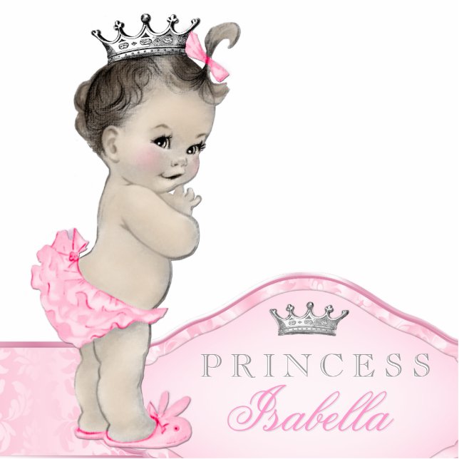 Sweet Pink Princess Baby Girl Standing Photo Sculpture (Front)