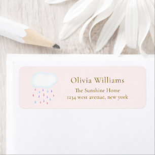 Sweet Pink Raindrop Baby Shower Return Address