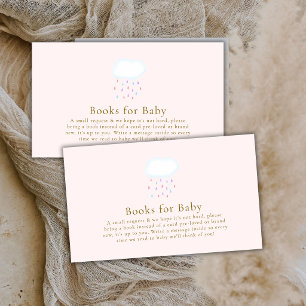 Sweet Pink Raindrop Girl Books For Baby Shower Enclosure Card