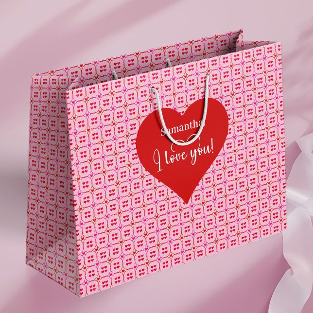 Sweet Pink Red Hearts I Love You Gift Bag (Sweet Pink Red Hearts I Love You Gift Bag)