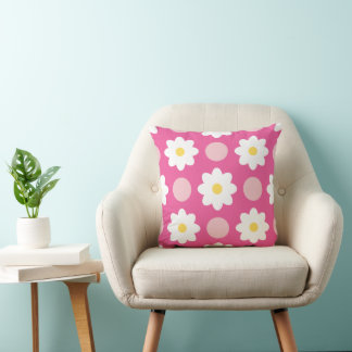 Sweet Pink Retro Floral Pattern Cushion