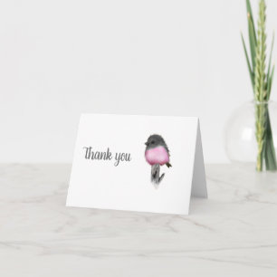 Sweet Pink Robin Bird Thank You Note Cards