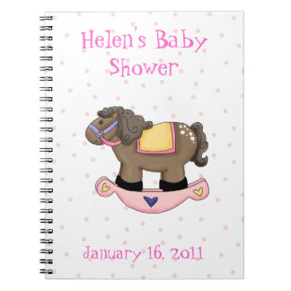 Sweet Pink Rocking Horse Baby Shower Notebook