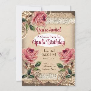 Sweet Pink Roses Garden Party Invitations 2
