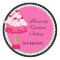 Sweet Pink Round Cupcake Bakery Stickers