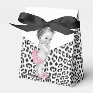 Sweet Pink Snow Leopard Baby Shower Favour Boxes