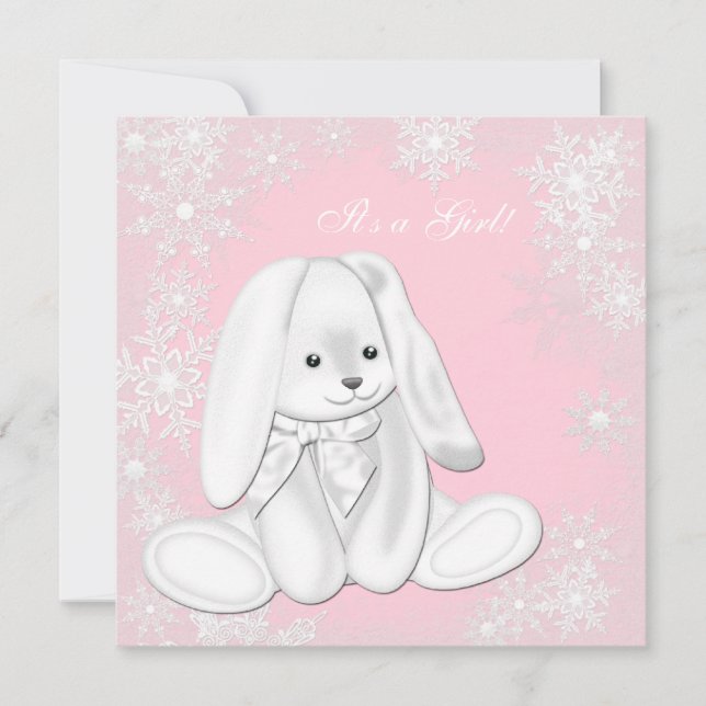 Sweet Pink Snowflake Winter Wonderland Baby Shower Invitation (Front)