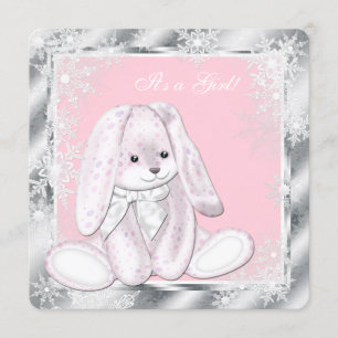 Sweet Pink Snowflake Winter Wonderland Baby Shower Invitation