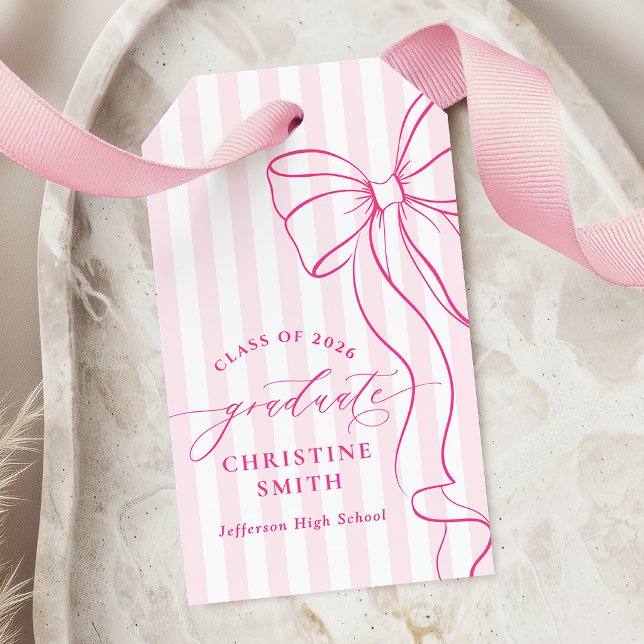 Sweet Pink Stripes Graduate Favour Tag (Creator Uploaded)