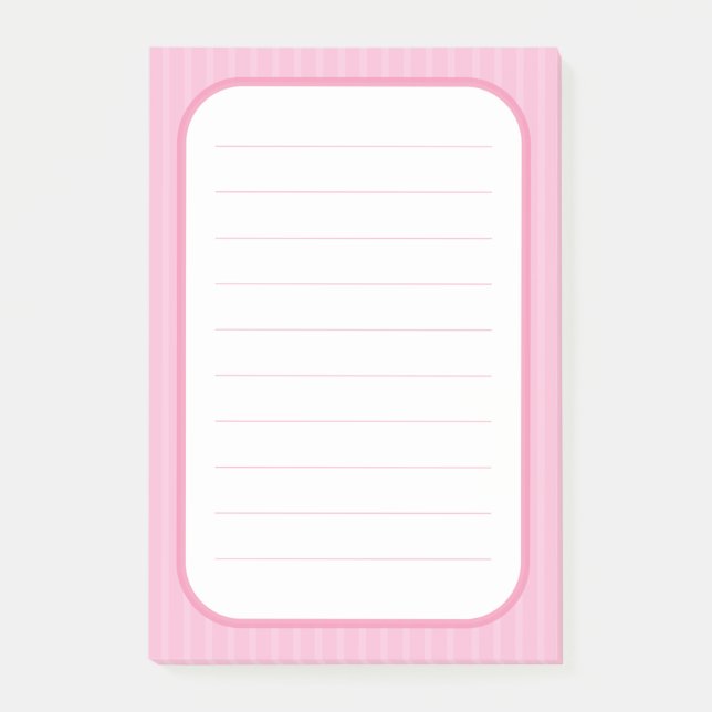 Sweet Pink stripes pink round border line card Post-it Notes (Front)