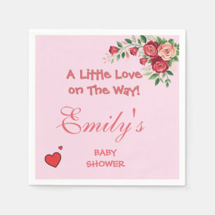 Sweet Pink Teddy Bear Baby Shower Napkin