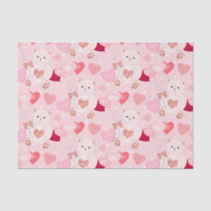 Sweet Pink Teddy Bear Heart Balloon Valentines Day Tissue Paper