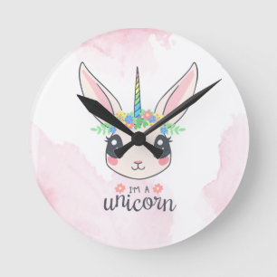 Sweet Pink Unicorn Round Clock