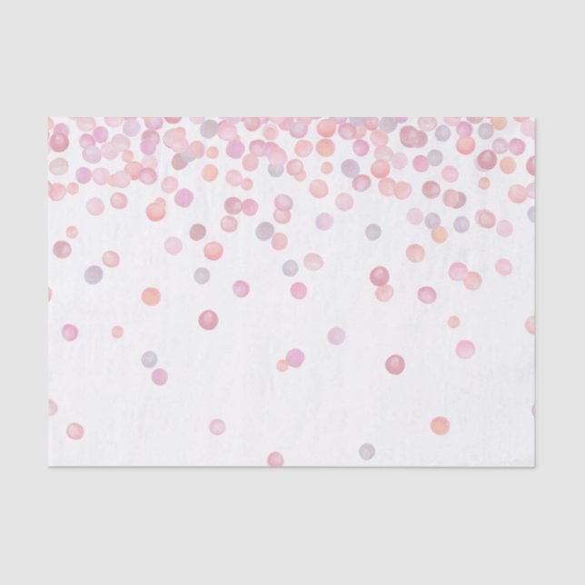 Sweet Pink Watercolor Confetti Dots Tissue Paper (Front)