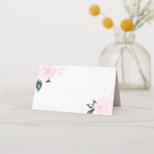 Sweet Pink Watercolor Roses Floral Place Cards