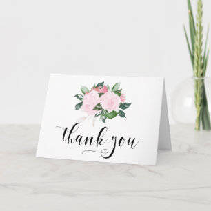 Sweet Pink Watercolor Roses Thank You Card
