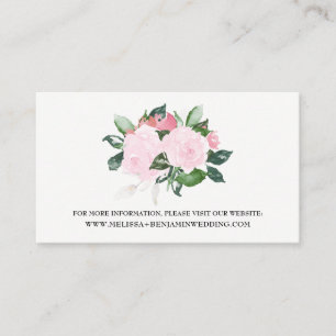 Sweet Pink Watercolor Roses Wedding Website Card