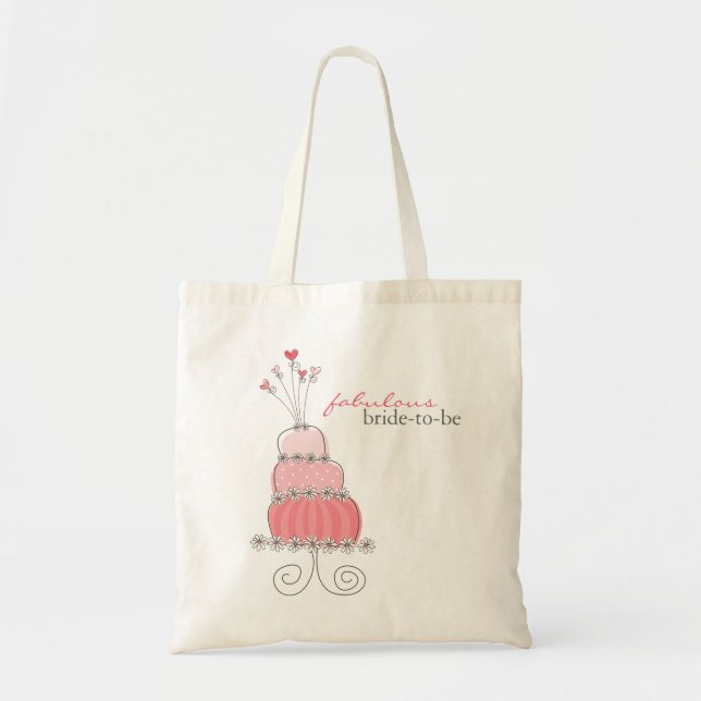 Sweet Pink Wedding Cake Bridal Custom Tote Bag (Front)