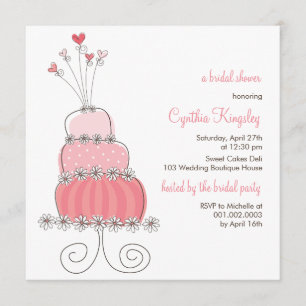 Sweet Pink Wedding Cake Chic Bridal Shower Invite