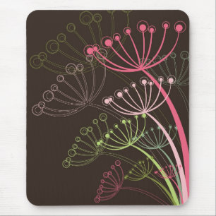 Sweet Pink Whimsical Dandelions Chic Floral Art Mouse Mat