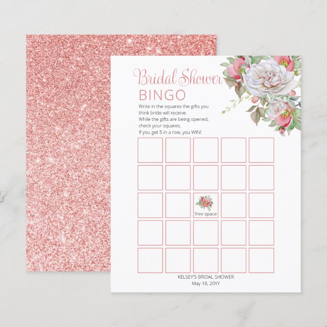Sweet Pink |White Rose Floral Blooms Bridal Shower (Front/Back)