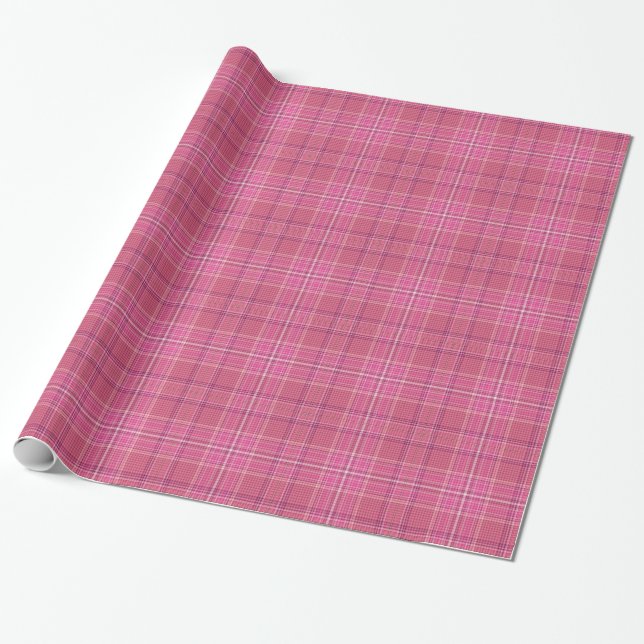 Sweet Pinks Plaid Gingham Pattern Wrapping Paper (Unrolled)