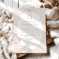 Sweet Pinstriped Beige Bow Graduation