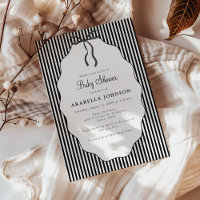 Sweet Pinstriped Black Bow Baby Shower