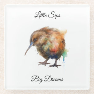 Sweet Pipi Kiwi, custom Glass Coaster