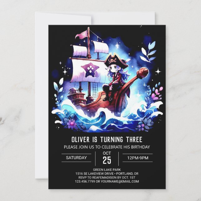 Sweet Pirate Birthday Invitation (Front)